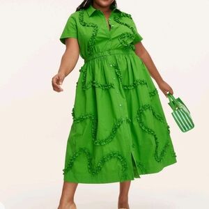 Green Ruffle Kate Spade X Target Shirt Dress Medium NWT